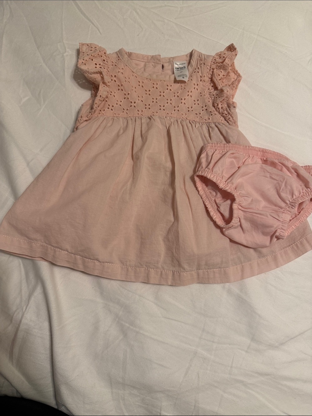 Carter's Light Pink Eyelet Baby Dress with Matching Bloomers